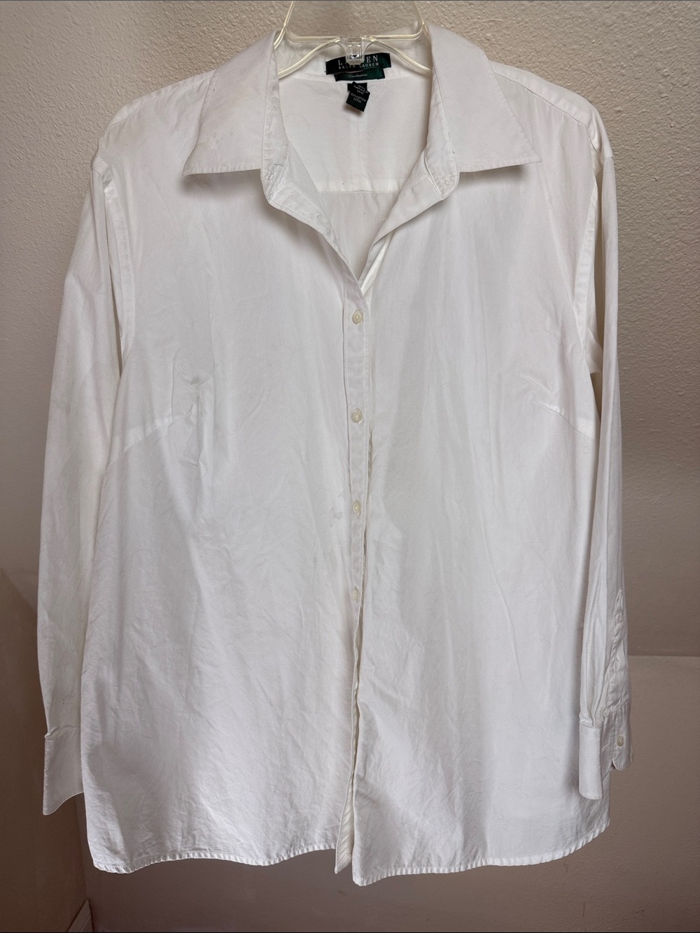 LAUREN RALPH LAUREN White Button Down Blouse Size 2X
